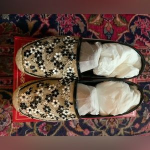 René Caovilla Black/White Pearl Espadrilles 39